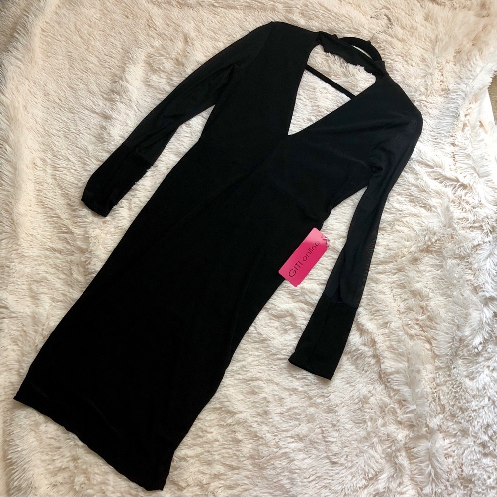 NWT Women’s Long-Sleeve Black Dress - size L